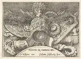 Giovanni Battista Galestruzzi, Plate 3: trophies of Roman arms from decorations above the windows on the second floor of the Palazzo Milesi in Rome
