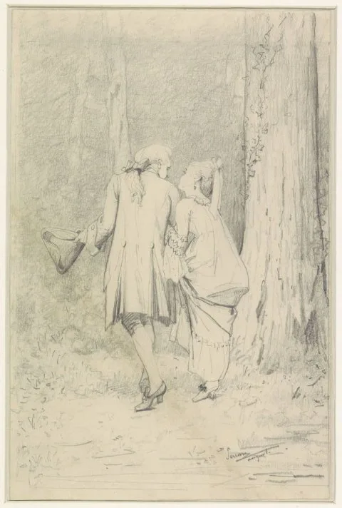 Auguste Serrure, Wandelend paar in bos
