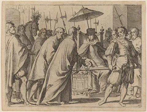 Raffaello Schiaminossi, Margaret of Austria Being Carried in a Chaise