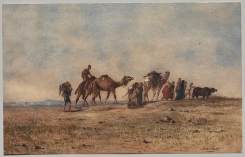 Narcisse Berchère, A Caravan in the Desert