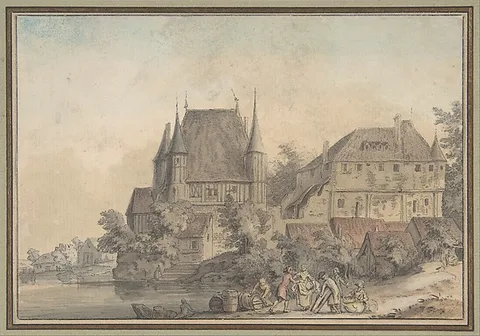 Samuel Hieronymus Grimm, View of a Village alongside a River