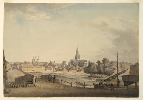 Samuel Hieronymus Grimm, All Saints Church and the River Don, Rotherham, Yorkshire