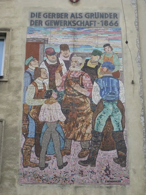 Franz Windhager, Wandmosaik "Die Gerber als Gründer der Gewerkschaft - 1866", Vienna