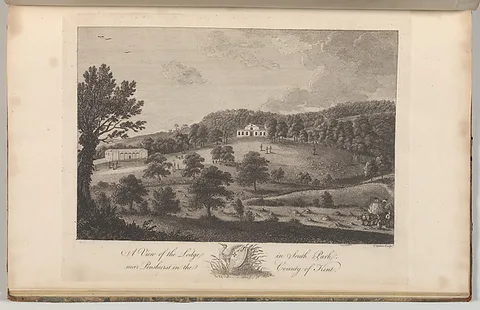 Thomas Milton, A View of the Lodge in the South Park, near Penshurst in the County of Kent, from Edward Hasted's "The History and Topographical Survey of the County of Kent", vols. 1-3