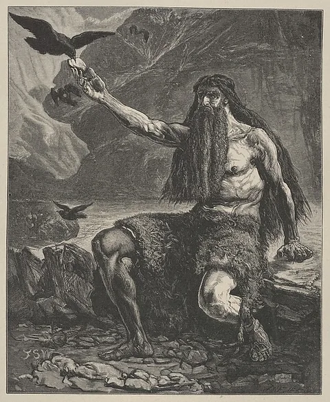 Francis S. Walker, Elijah Fed By Ravens, from "Dalziels' Bible Gallery"