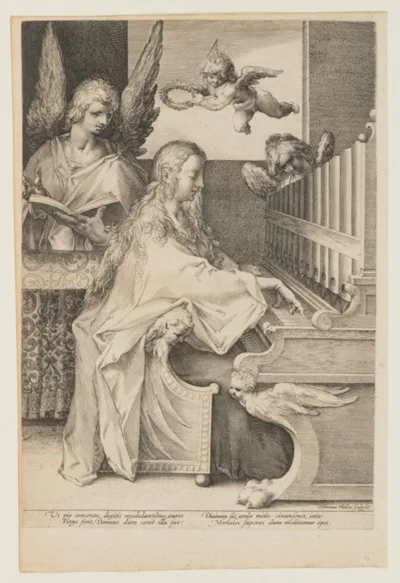 Harmen Jansz Muller, St. Cecilia Playing the Organ with Two Angels