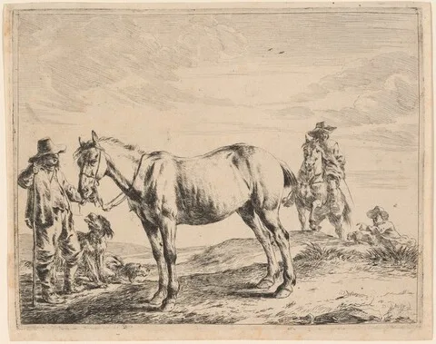 Dirk Stoop, A Man Holding a Horse by His Bridle