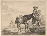 Dirk Stoop, Two Horses Drinking at a Trough