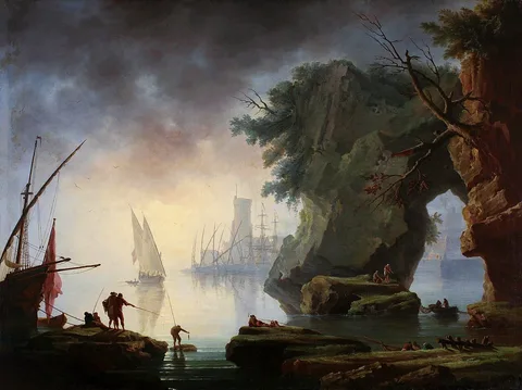 Henry d'Arles, View of a port in the mist.