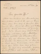 Bernardus Arps, Brief aan Pieter Haverkorn van Rijsewijk