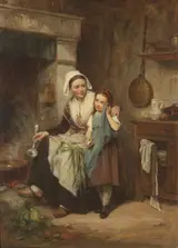Léon Émile Caille, Mother and Daughter in Domestic Interior