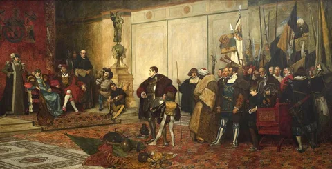 James Dromgole Linton, Victorious: One of four Works Illustrating the Life of a Soldier of Fortune
