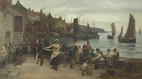 Richard Wane, Fifeshire Harbour with Fisherfolk