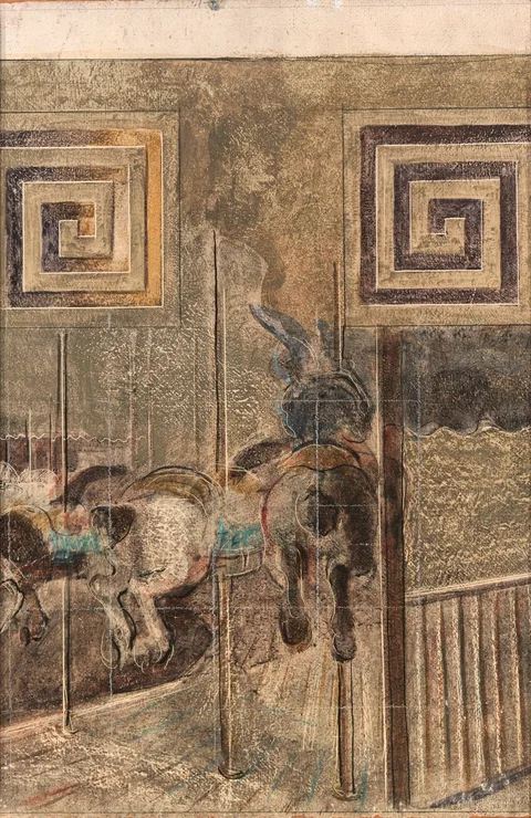 William H. Calfee, Country Fair and Trading, Court House Square (mural study, Harrisonburg, Virginia Post Office)