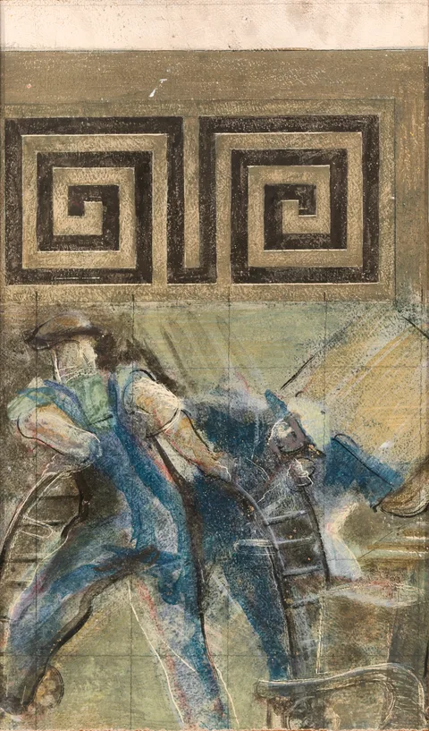 William H. Calfee, Country Fair and Trading, Court House Square (mural study, Harrisonburg, Virginia Post Office)