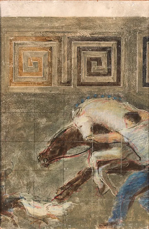 William H. Calfee, Country Fair and Trading, Court House Square (mural study, Harrisonburg, Virginia Post Office)