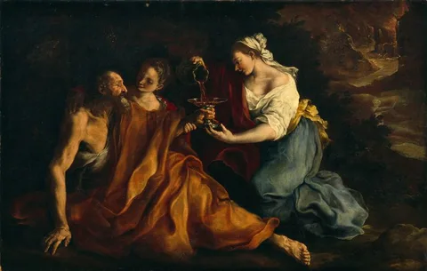 Bartolomeo Guidobono, Lot with his daughters