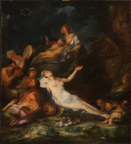 Bartolomeo Guidobono, Bacchanal with Maenads, Satyrs and Nymphs