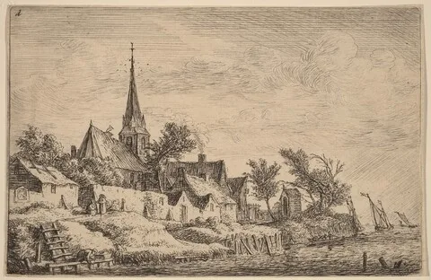 Anthonie Waterloo, Village Steeple at the Seaside