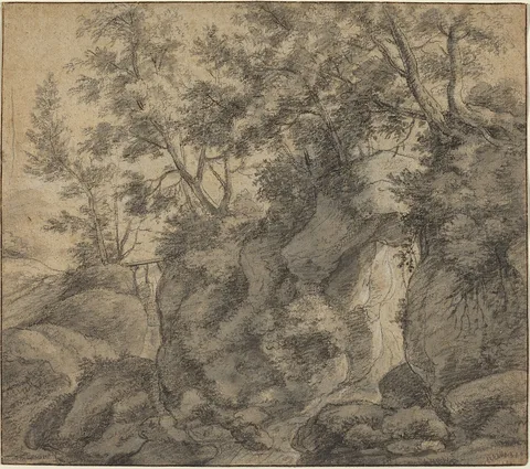 Anthonie Waterloo, Landscape with a Wooded Ravine
