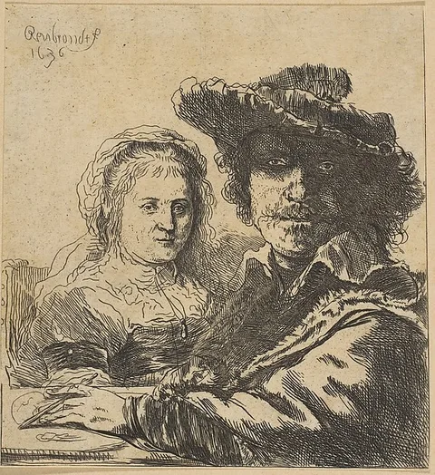 Ignace Joseph De Claussin, Rembrandt and his Wife (copy)