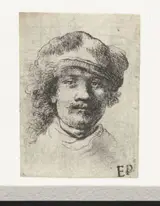 Ignace Joseph De Claussin, Self-portrait wearing a soft cap: full face, head only