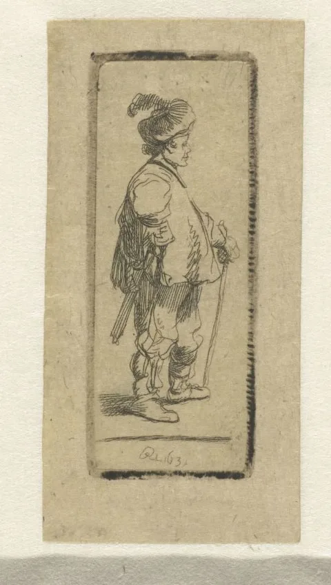Ignace Joseph De Claussin, A Polander standing with his stick: profile to the right