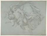 Jacopo Guarana, Two Putti Supporting the Lower Part of a Draped Figure (recto); Two Putti (verso)