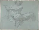 Jacopo Guarana, Satyr Reclining on a Ledge, Facing Right (recto); Satyr Reclining on a Ledge, Facing Left (verso)