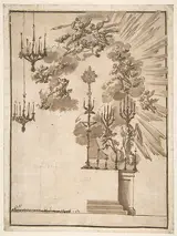 Jacopo Guarana, Design for an Altar for Easter Week Celebrations Decorated with Putti and Chandeliers