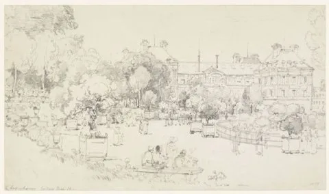 Henry Edridge, In de tuin van het Luxembourg, Parijs