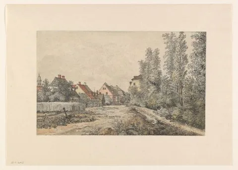 Henry Edridge, Dorpsweg met huizen (in Duitsland?)