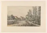Henry Edridge, Dorpsweg met huizen (in Duitsland?)
