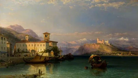 George Edwards Hering, Arona and the Castle of Angera, Lago Maggiore