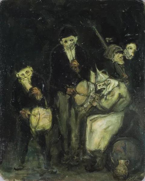 José Solana, Masked Street Musicians (Murga ó Máscaras Tocando)