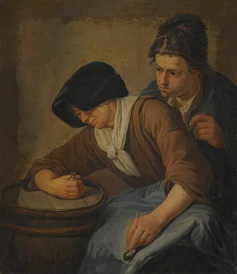 Norbert van Bloemen, Interior with a Man and a Woman Smoking