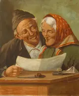 Olaf Simony Jensen, Man and woman reading a letter.