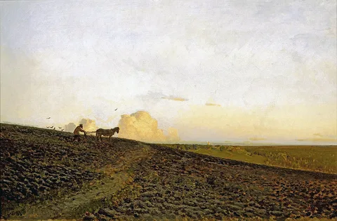 Isaac Levitan, Evening in the Ploughed Field