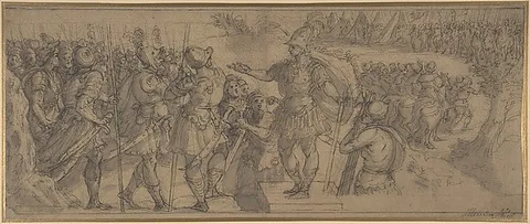 Alessandro Allori, Design for a Narrative Frieze:  A Commander Addressing His Troops