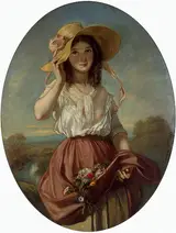 Camille Roqueplan, Girl with Flowers