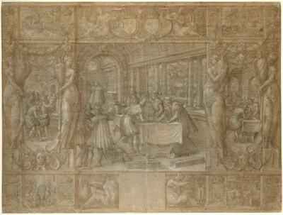 Antoine Caron, Marriage of Henry II and Catherine de' Medici, The Dowry