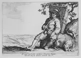 Cornelis Bloemaert, Traveler with Dog, from "Sixteen Peasant Subjects"
