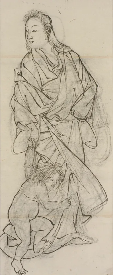 Kawanabe Kyōsai, Yamauba and Kintarō