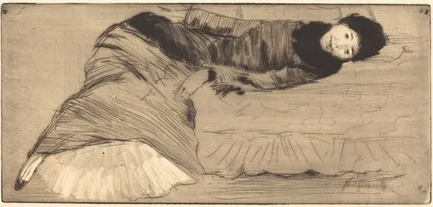Norbert Goeneutte, Smiling Woman Reclining on a Sofa (Femme souriant etendue sur un canape)