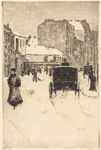 Norbert Goeneutte, Boulevard Clichy in the Snow (Le boulevard Clichy par un temps de neige)