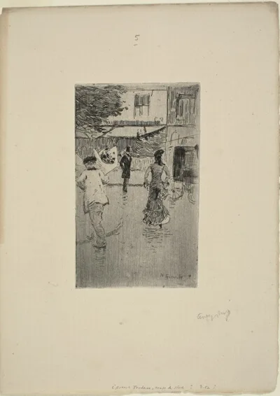 Norbert Goeneutte, Avenue Trudaine on a Rainy Day