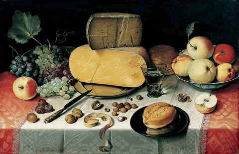 Floris van Dyck, Still-Life with Fruit, Nuts and Cheese
