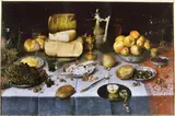 Floris van Dyck, Laid Table with Cheese and Fruit