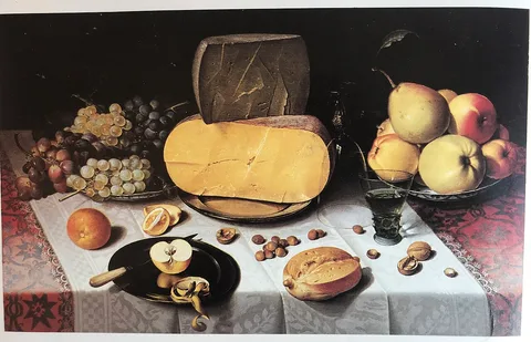 Floris van Dyck, Laid Table with Cheese, Fruit and a Berkemeyer