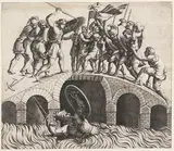 Diana Scultori, Horatio Coclès Saving Himself by Swimming